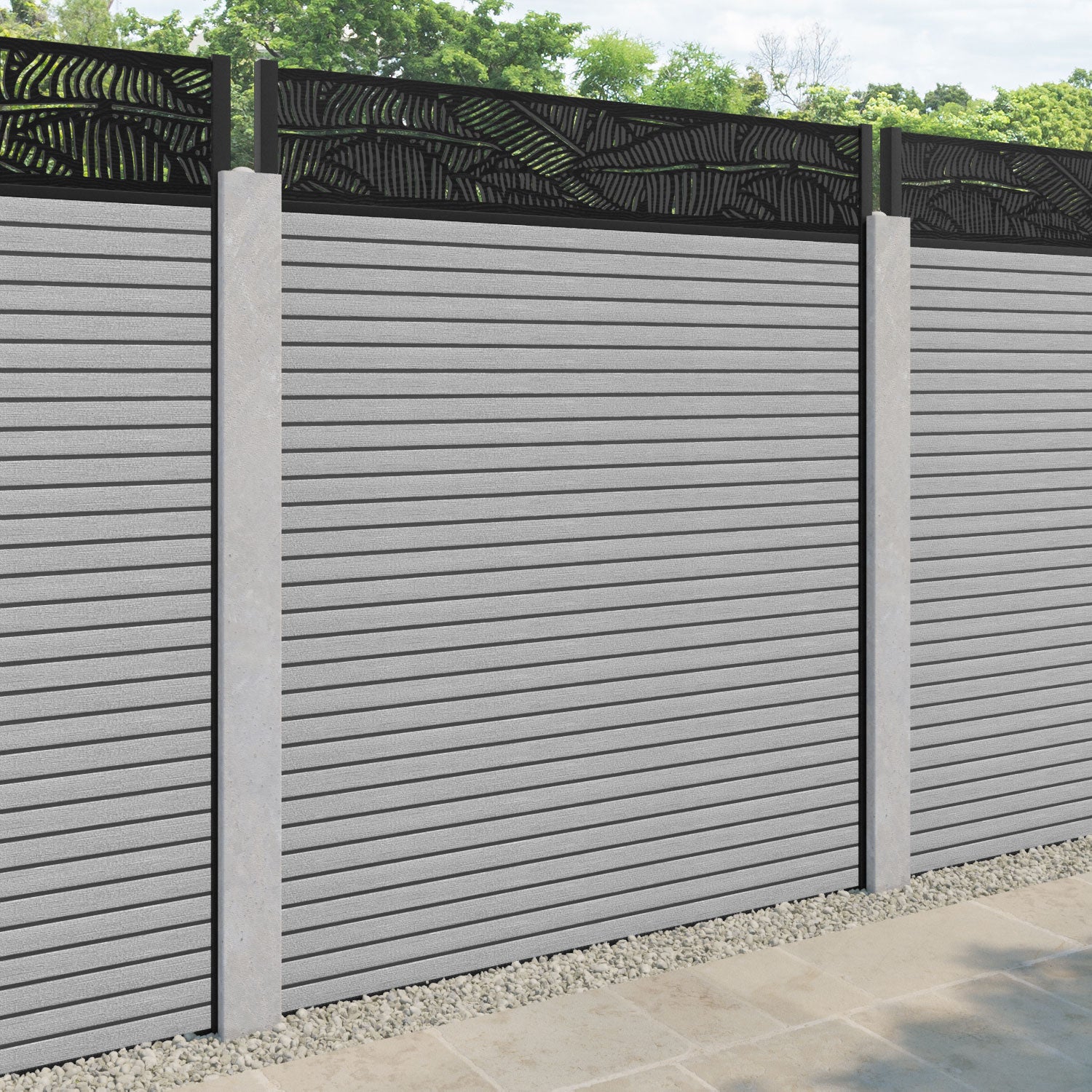 Hudson Feather Fence Panel - Light Grey - for existing concrete posts