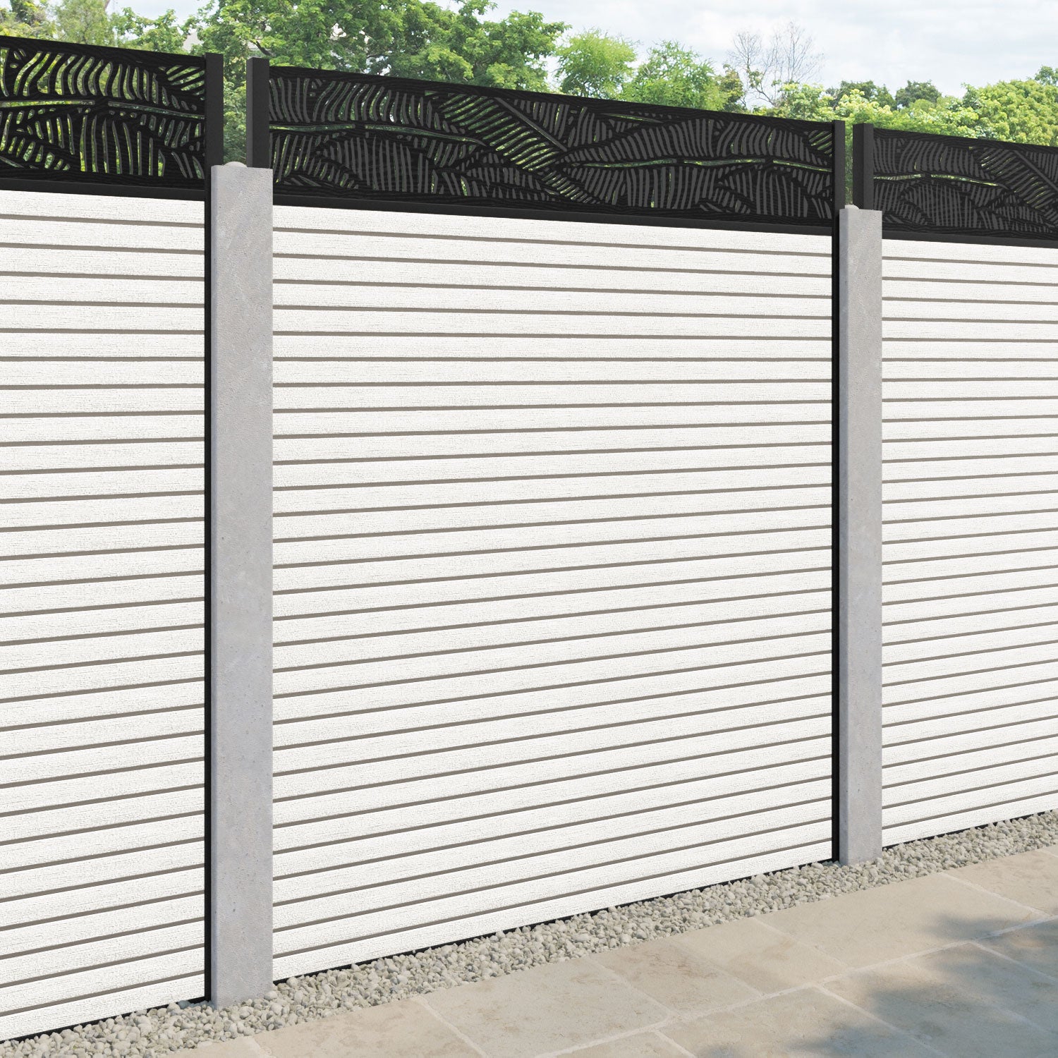 Hudson Feather Fence Panel - Light Stone - for existing concrete posts