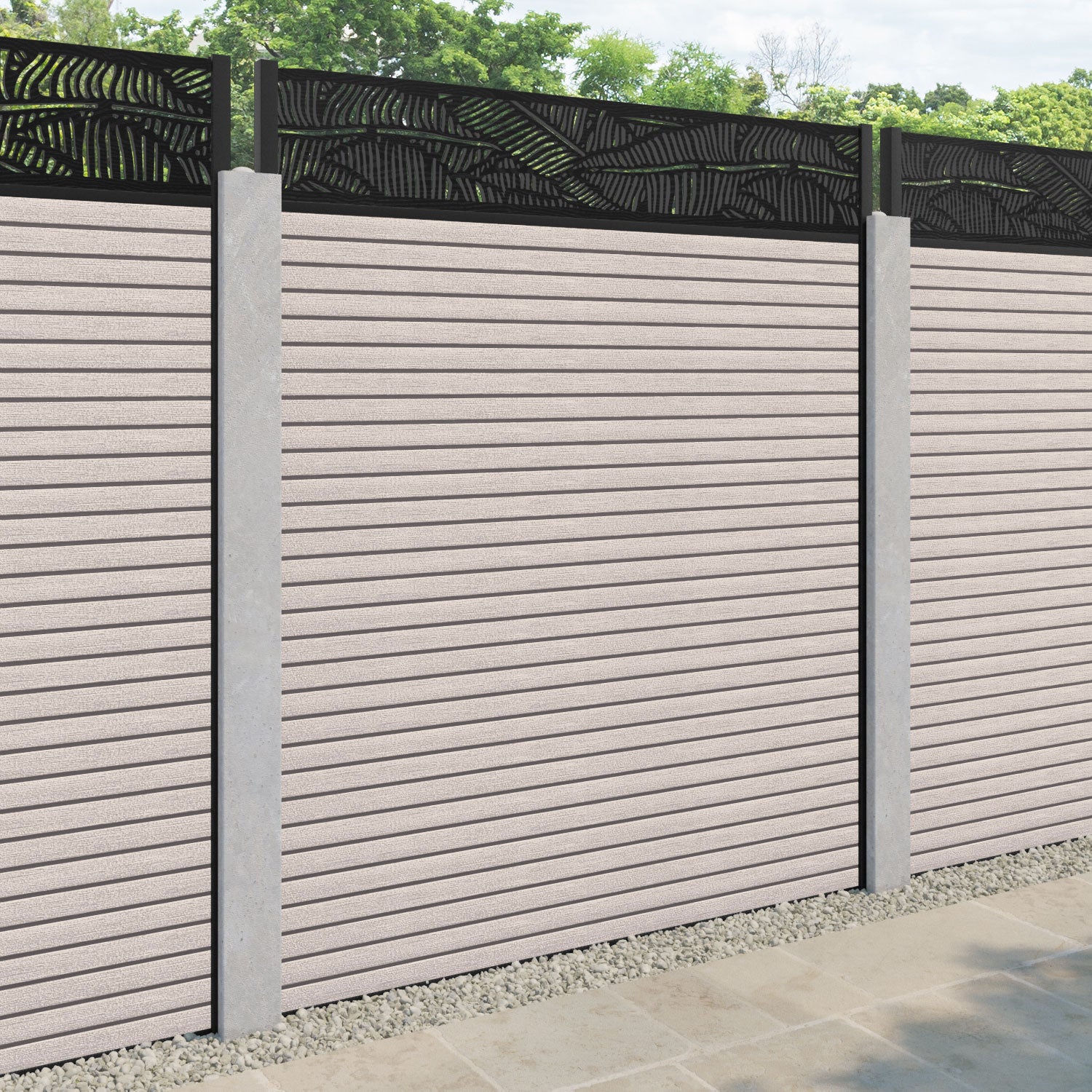 Hudson Feather Fence Panel - Mid Stone - for existing concrete posts