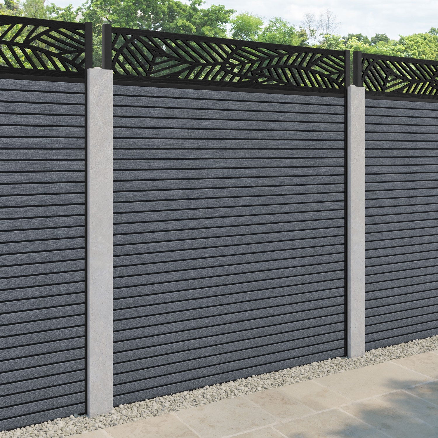 Hudson Habitat Fence Panel - Anthracite - for existing concrete posts