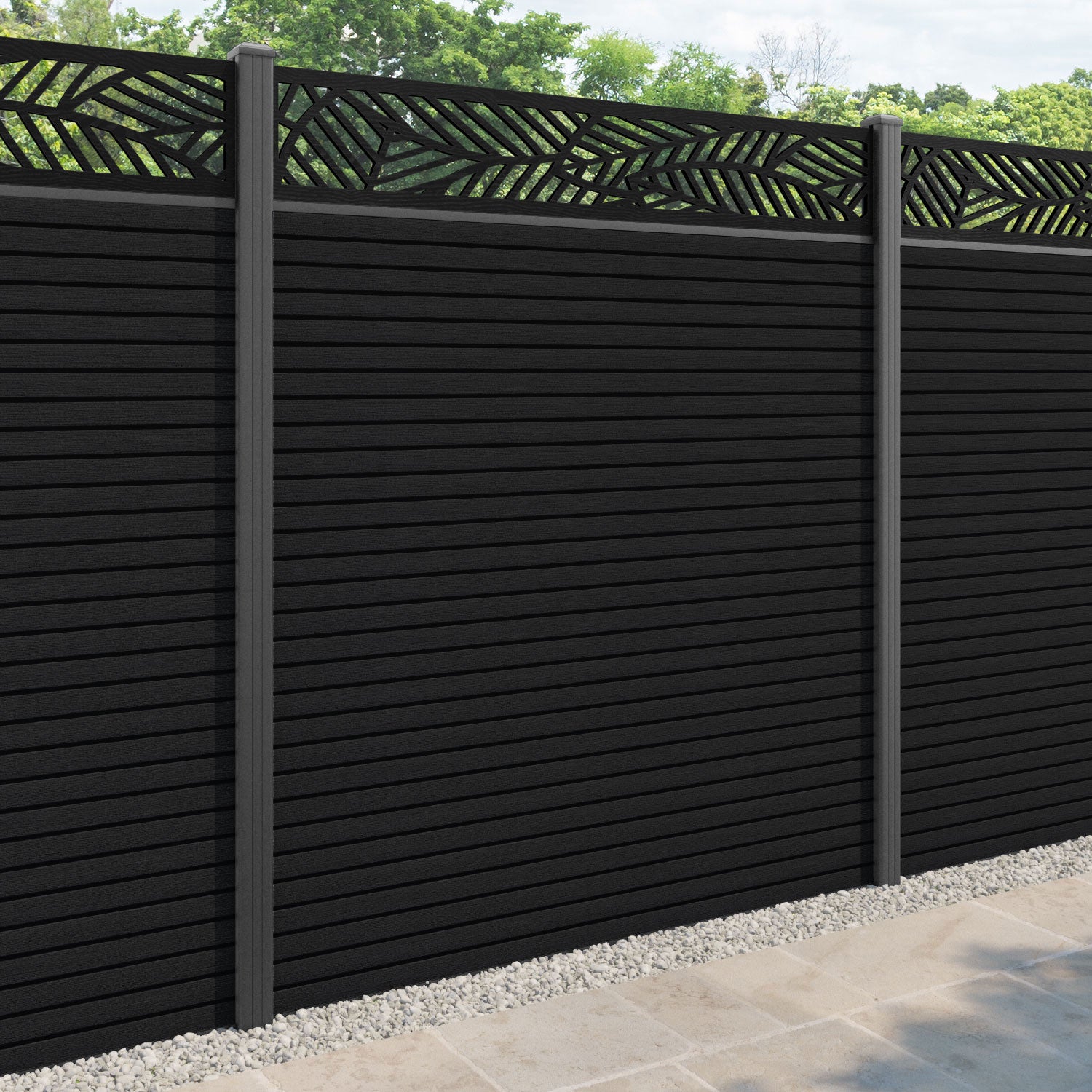 Hudson Habitat Fence Panel - Black - with our aluminium posts