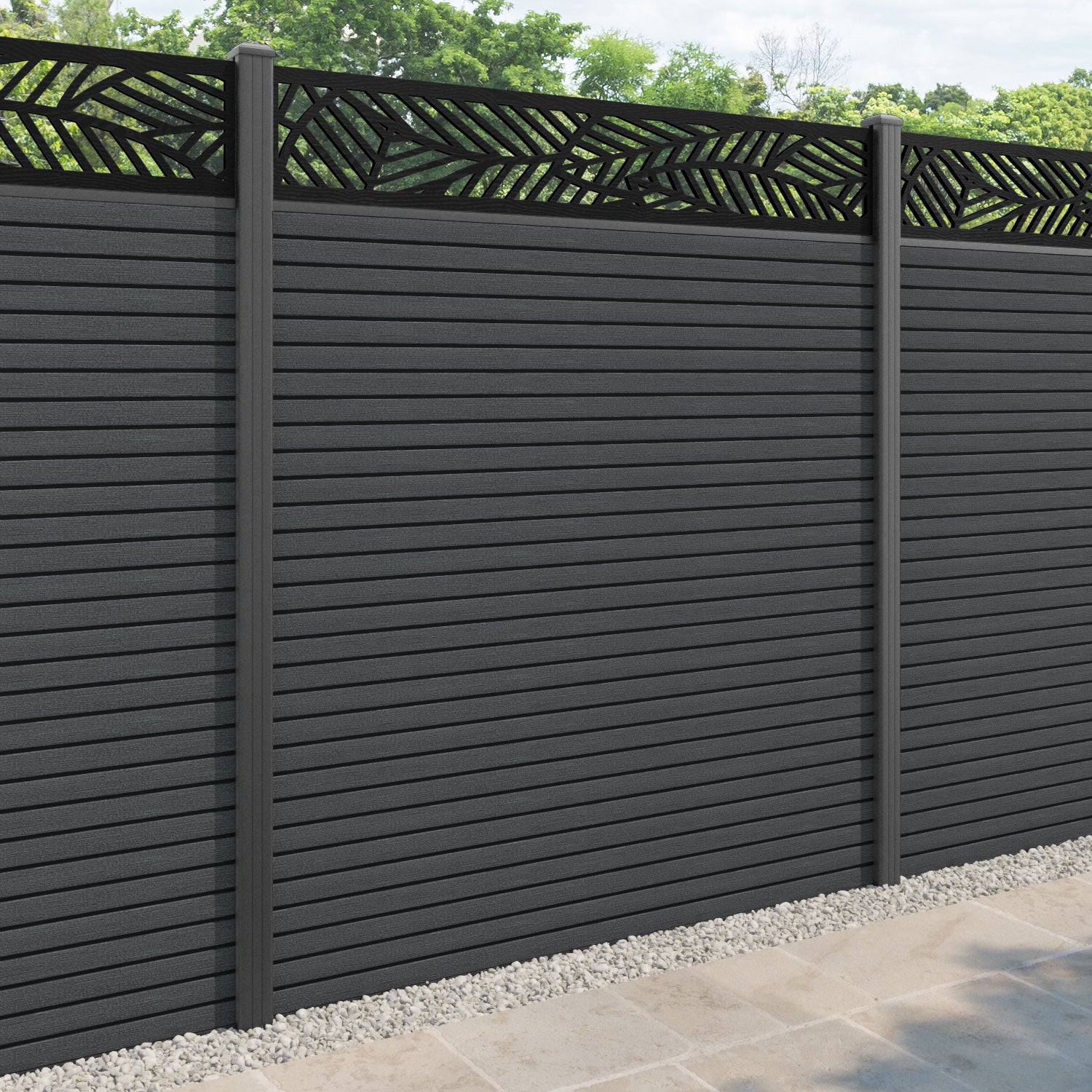 Hudson Habitat Fence Panel - Dark Grey - with our aluminium posts