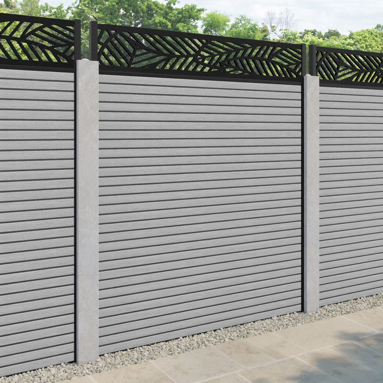 Hudson Habitat Fence Panel - Light Grey - for existing concrete posts