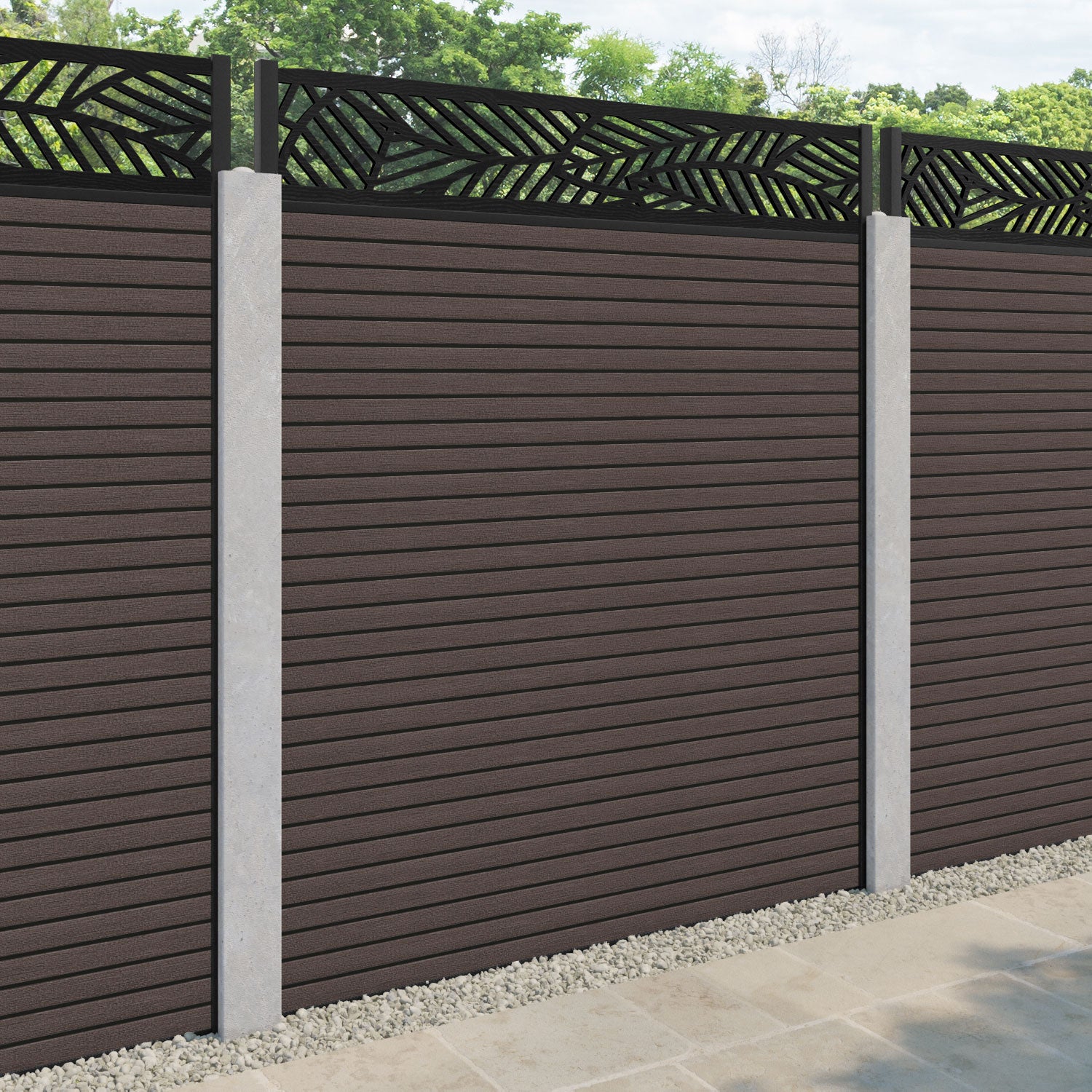 Hudson Habitat Fence Panel - Mid Brown - for existing concrete posts