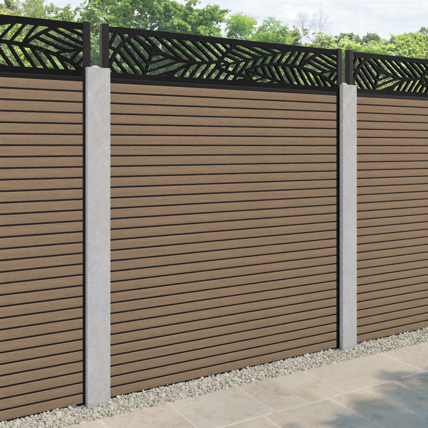 Hudson Habitat Fence Panel - Teak  - for existing concrete posts