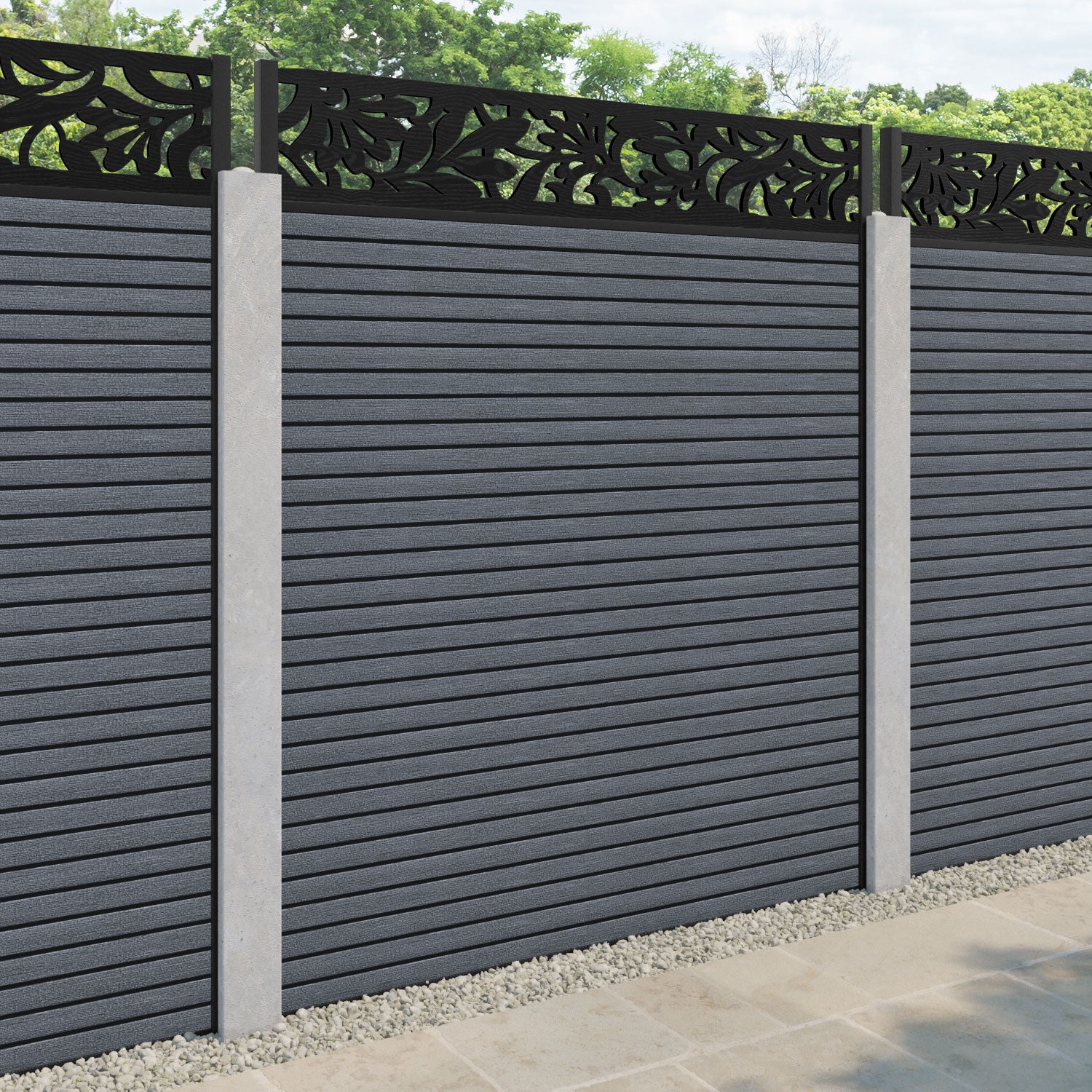 Hudson Heritage Fence Panel - Anthracite - for existing concrete posts