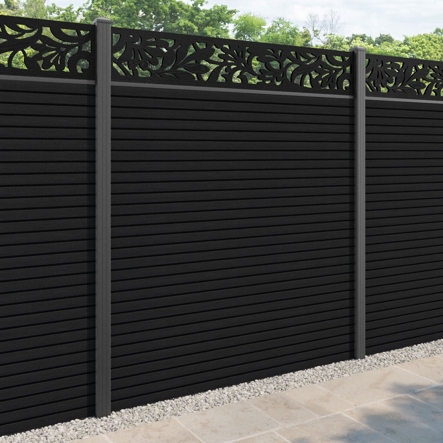 Hudson Heritage Fence Panel - Black - with our aluminium posts
