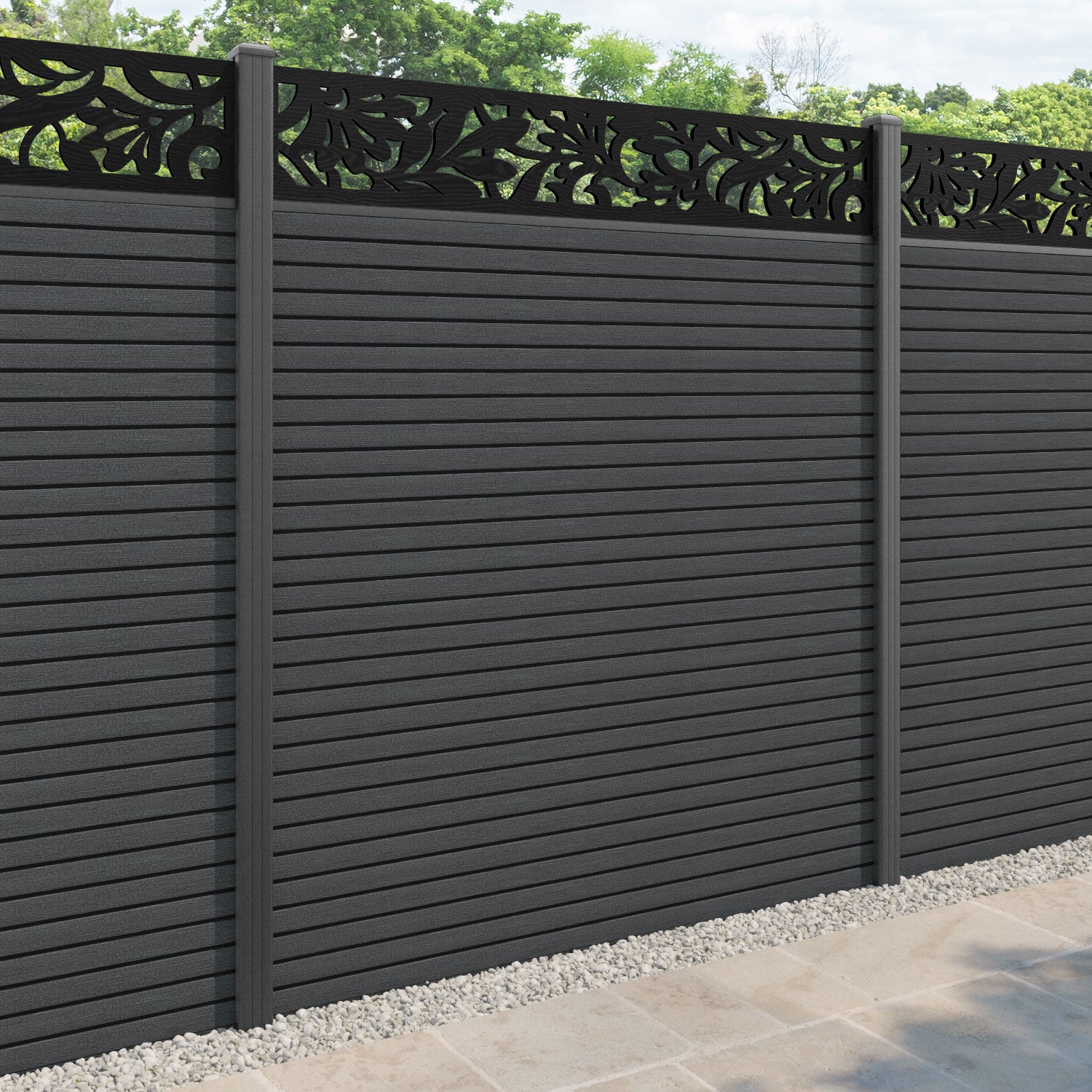 Hudson Heritage Fence Panel - Dark Grey - with our aluminium posts