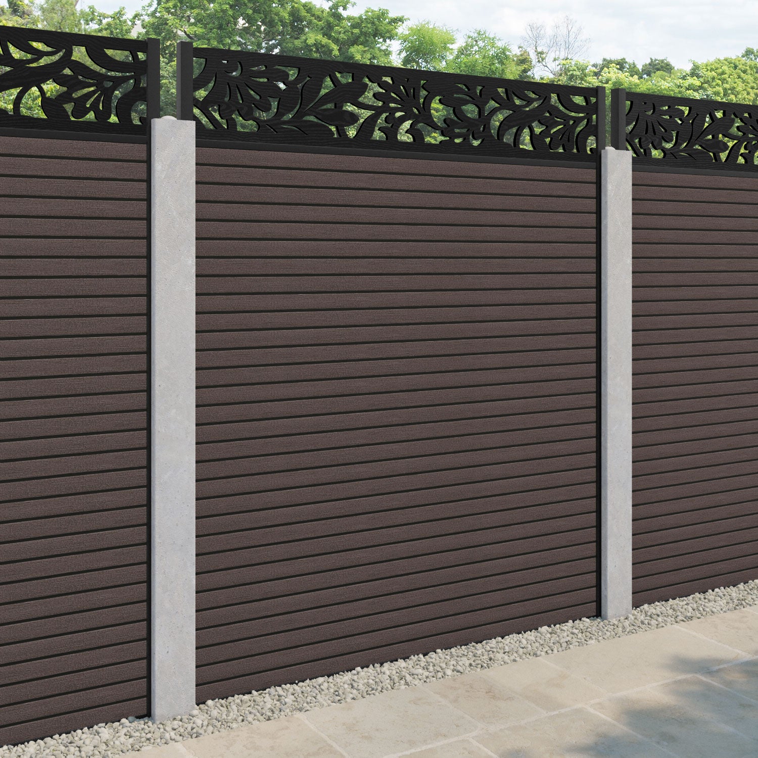 Hudson Heritage Fence Panel - Mid Brown - for existing concrete posts