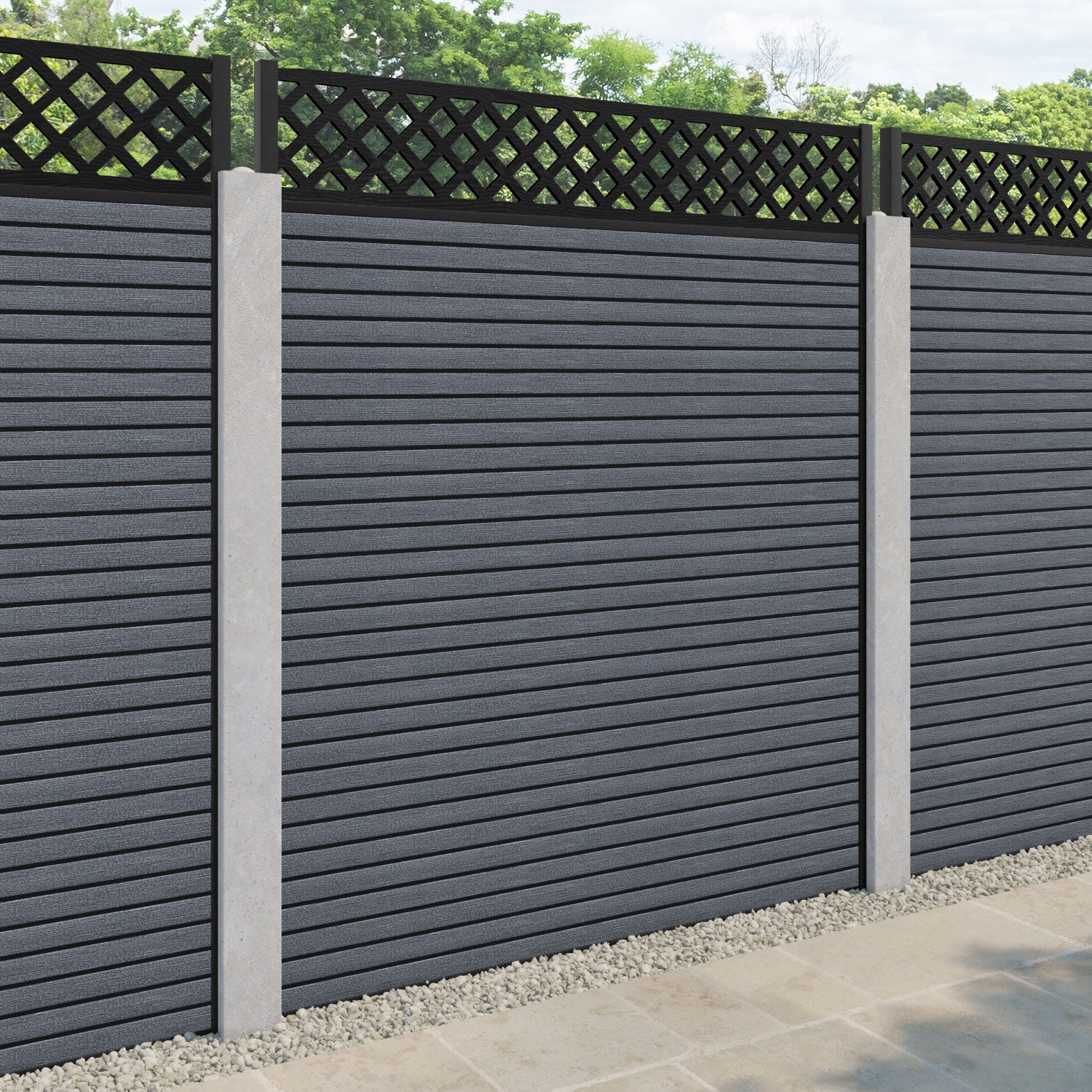 Hudson Hive Fence Panel - Anthracite - for existing concrete posts