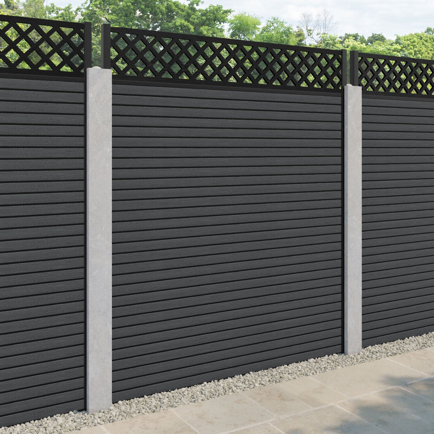 Hudson Hive Fence Panel - Dark Grey - for existing concrete posts