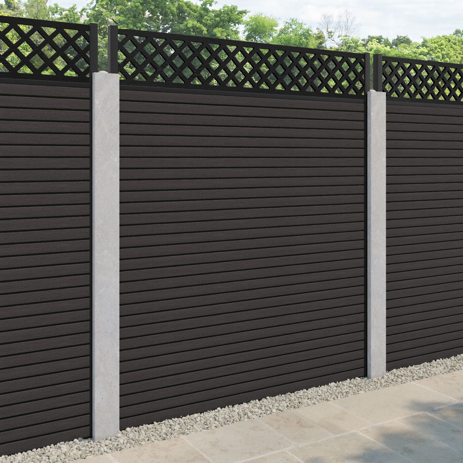 Hudson Hive Fence Panel - Dark Oak - for existing concrete posts