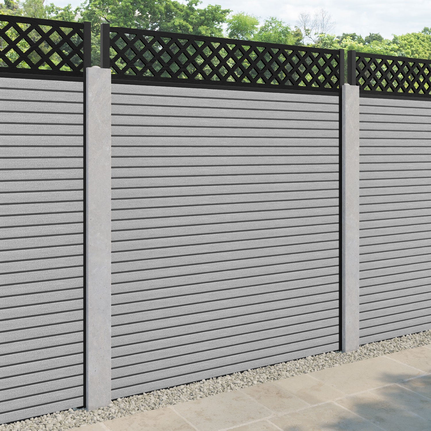 Hudson Hive Fence Panel - Light Grey - for existing concrete posts