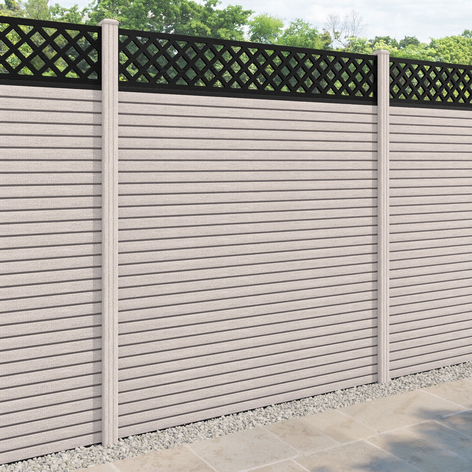 Hudson Hive Fence Panel - Mid Stone - with our composite posts
