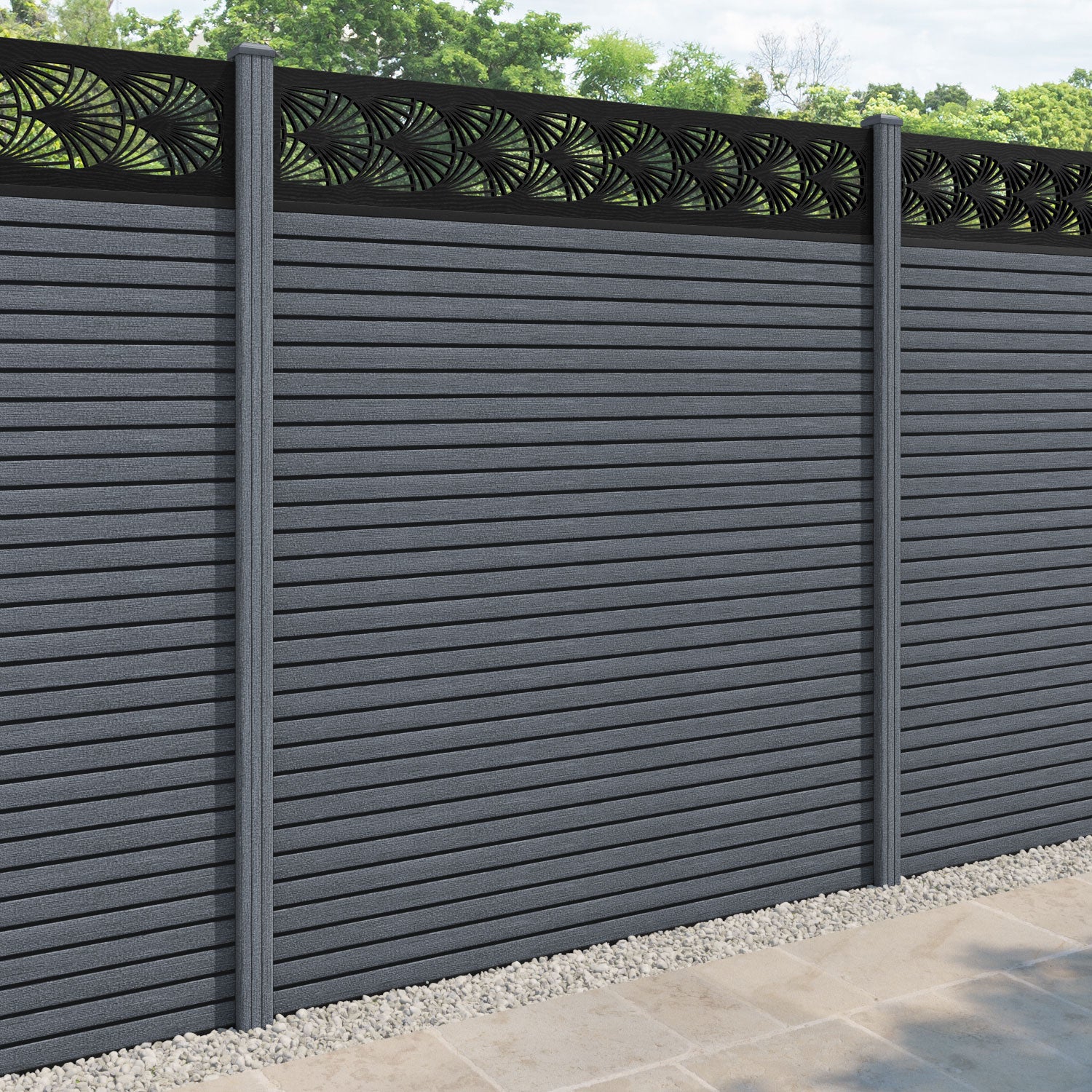 Hudson Laurel Fence Panel - Anthracite - with our composite posts