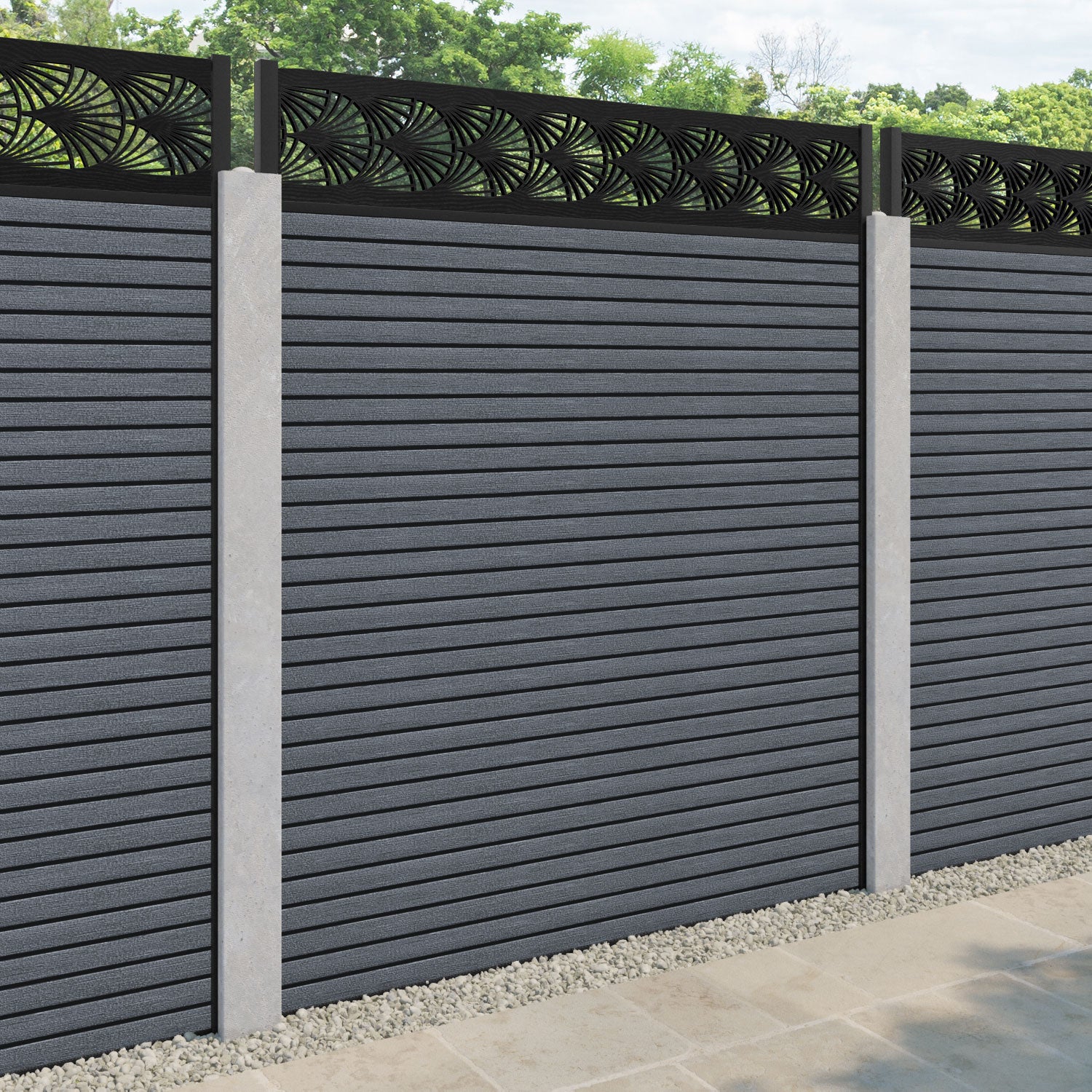 Hudson Laurel Fence Panel - Anthracite - for existing concrete posts