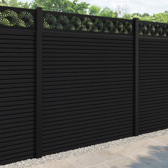 Hudson Laurel Fence Panel - Black - with our aluminium posts