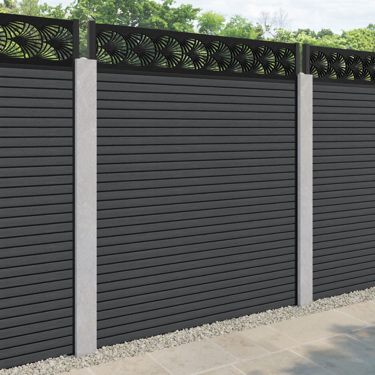 Hudson Laurel Fence Panel - Dark Grey - for existing concrete posts