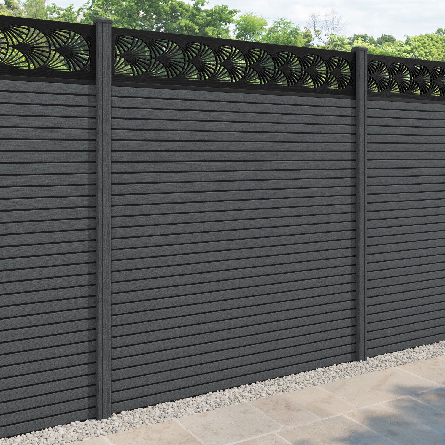 Hudson Laurel Fence Panel - Dark Grey - with our composite posts