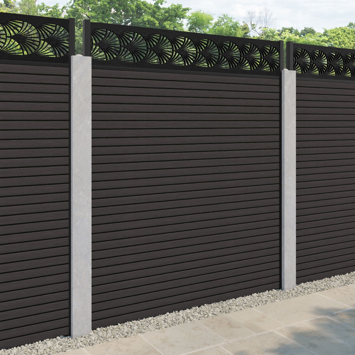 Hudson Laurel Fence Panel - Dark Oak - for existing concrete posts