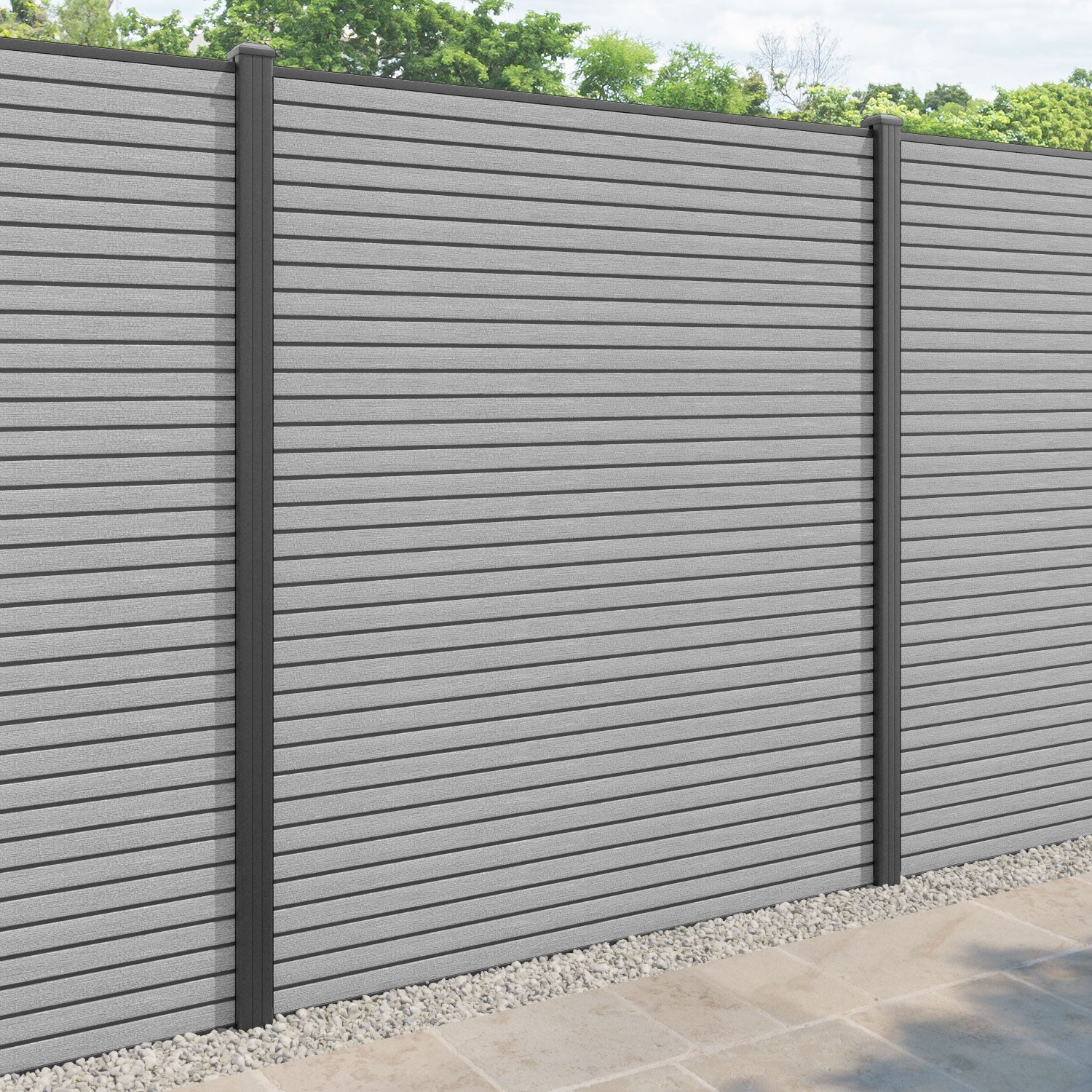 Hudson Fence Panel - Light grey - with our aluminium posts