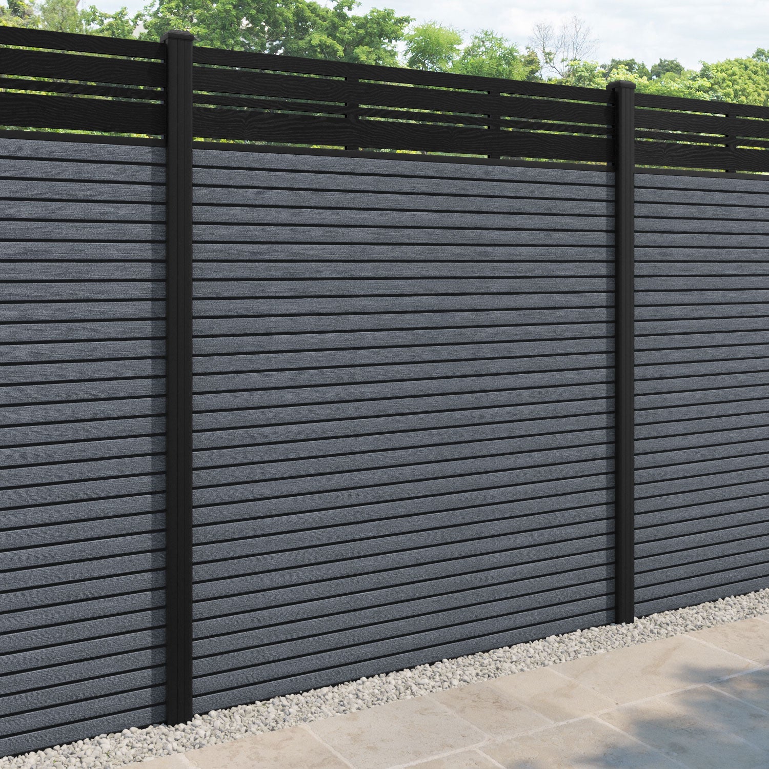 Hudson Linea Fence Panel - Anthracite - with our aluminium posts