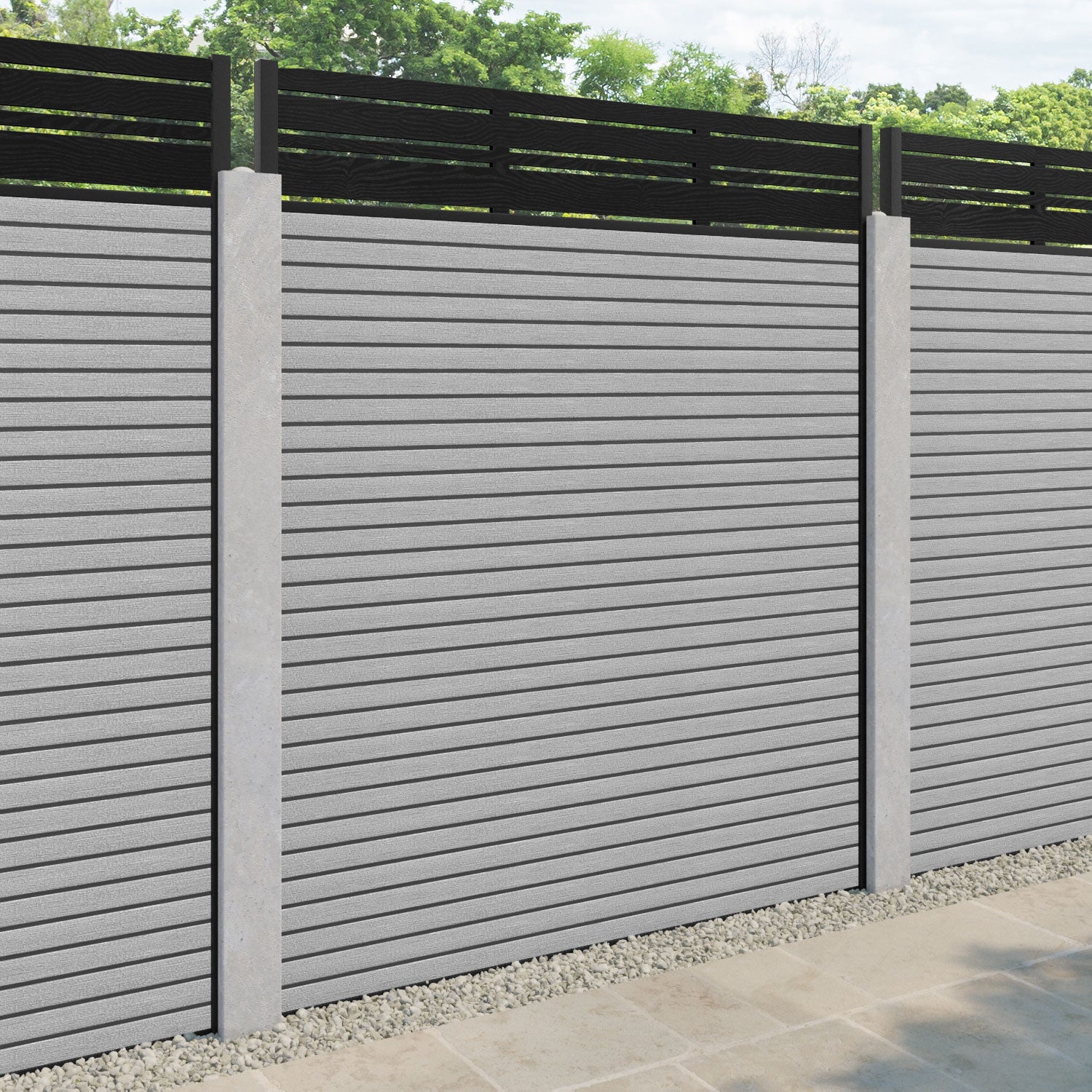 Hudson Linea Fence Panel - Light Grey - for existing concrete posts