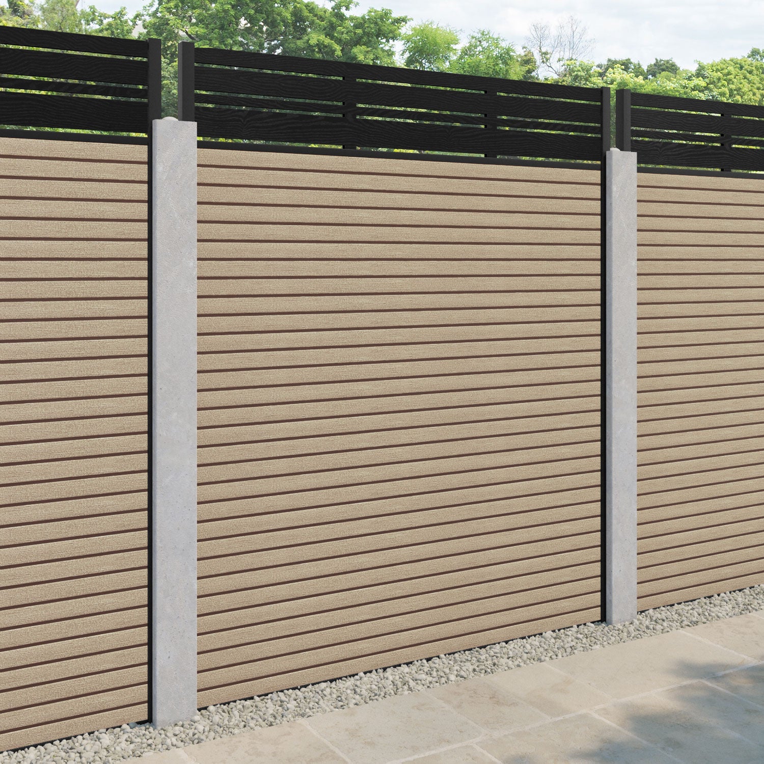 Hudson Linea Fence Panel - Light Oak - for existing concrete posts