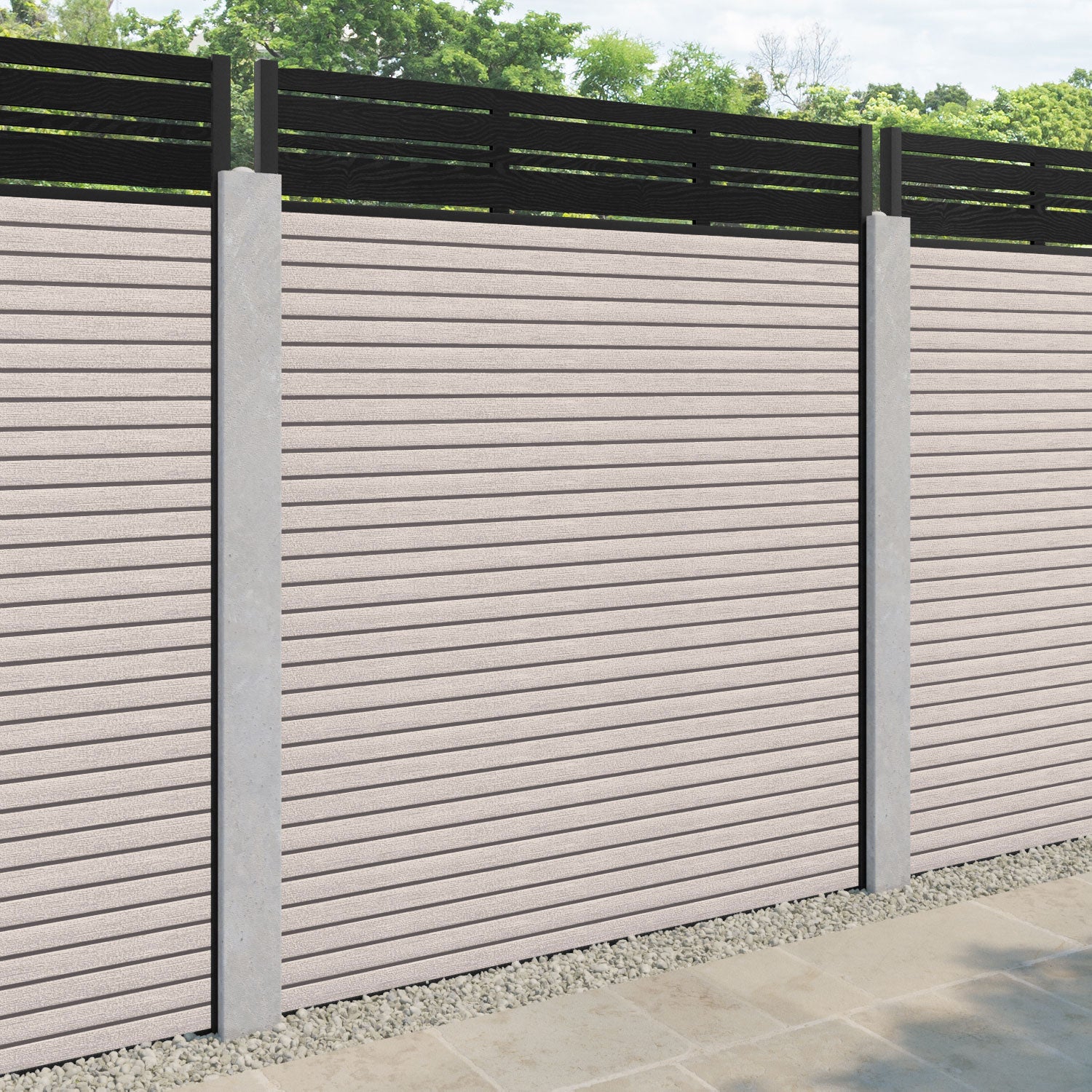 Hudson Linea Fence Panel - Mid Stone - for existing concrete posts
