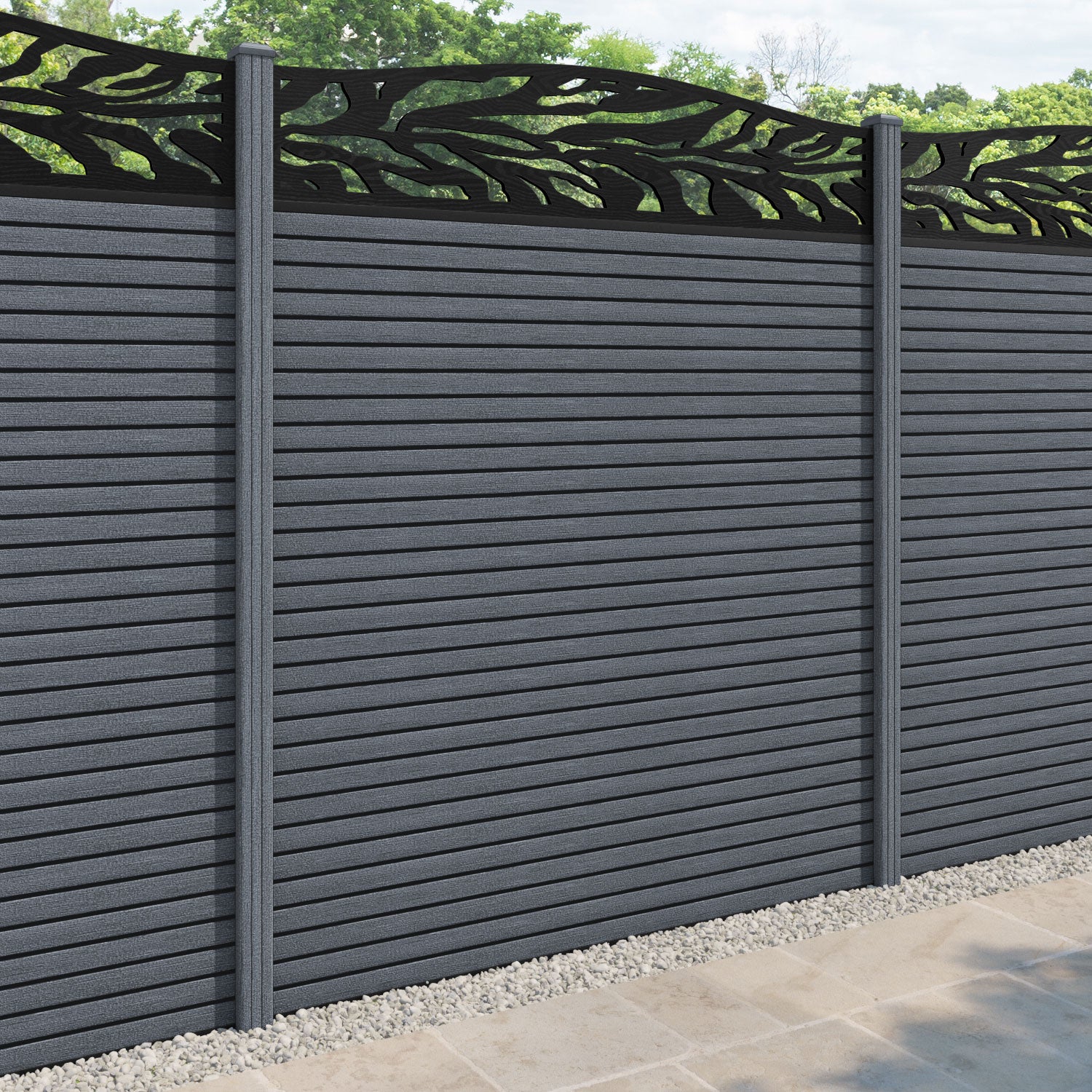 Hudson Malawi Curved Top Fence Panel - Anthracite - with our composite posts