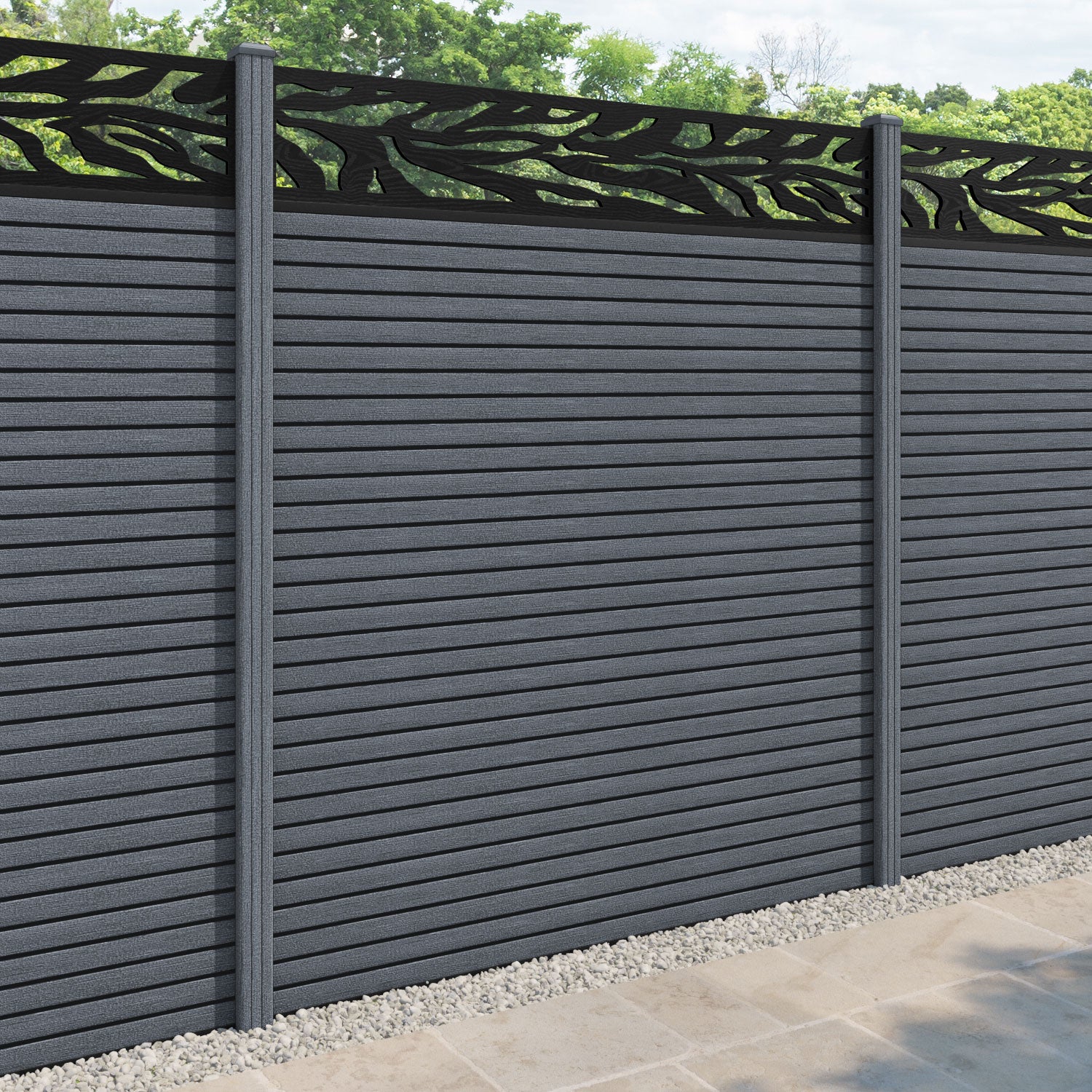 Hudson Malawi Fence Panel - Anthracite - with our composite posts