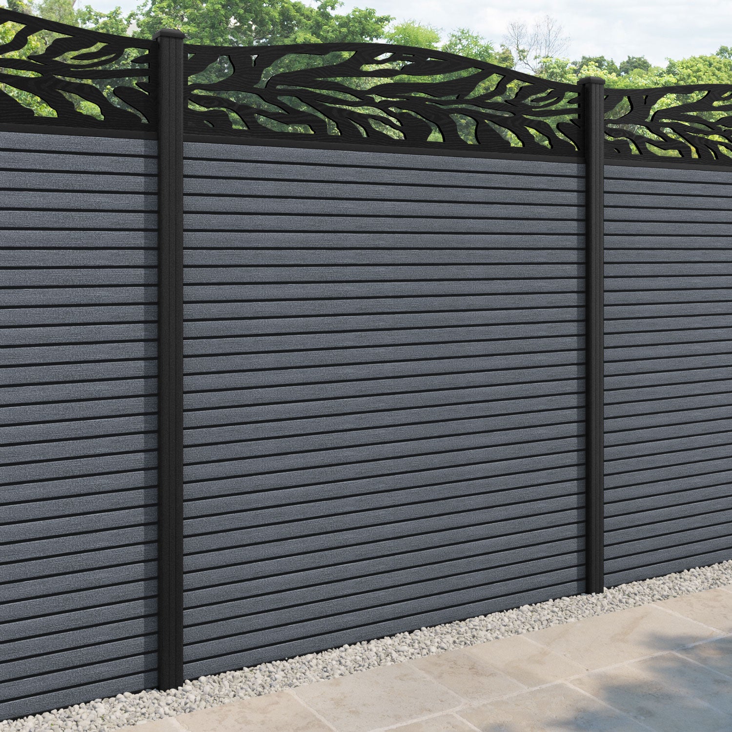 Hudson Malawi Curved Top Fence Panel - Anthracite - with our composite posts