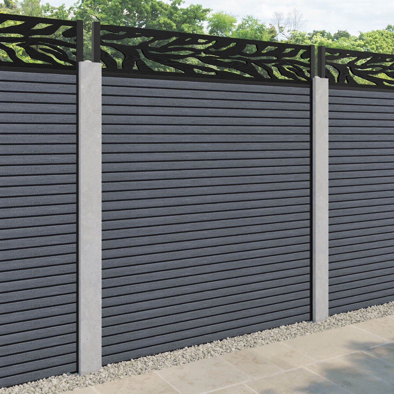 Hudson Malawi Fence Panel - Anthracite - for existing concrete posts