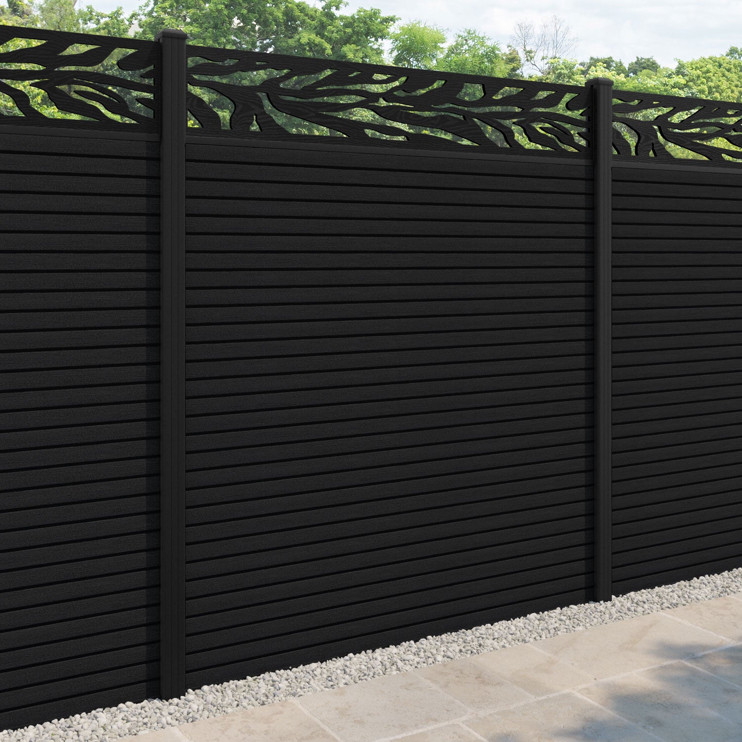 Hudson Malawi Fence Panel - Black - with our aluminium posts