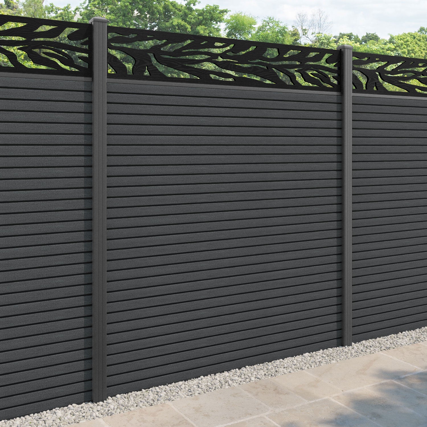 Hudson Malawi Fence Panel - Dark Grey - with our aluminium posts