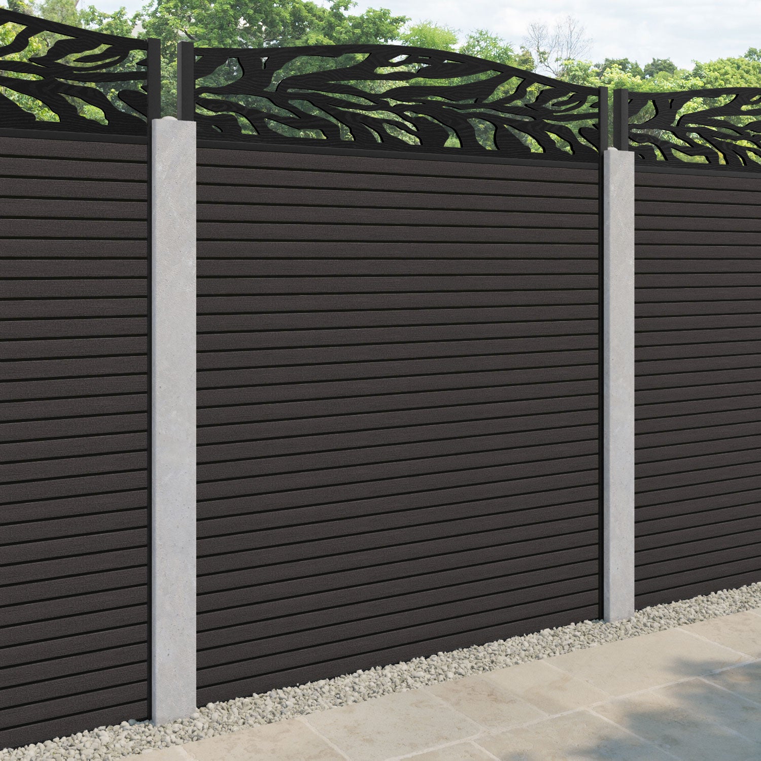 Hudson Malawi Curved Top Fence Panel - Dark Oak - for existing concrete posts