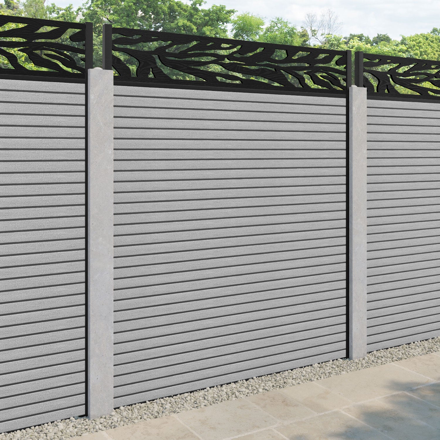 Hudson Malawi Fence Panel - Light Grey - for existing concrete posts