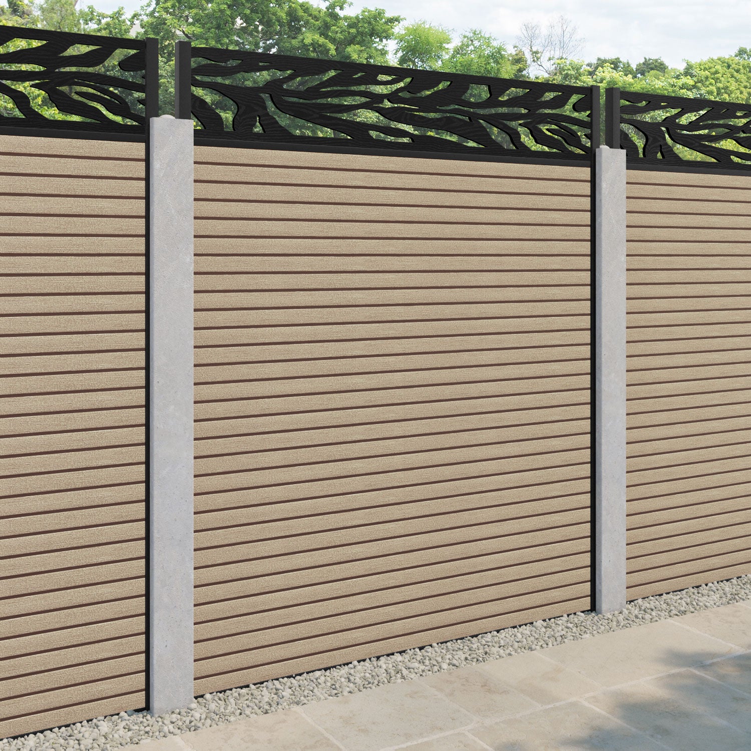 Hudson Malawi Fence Panel - Light Oak - for existing concrete posts