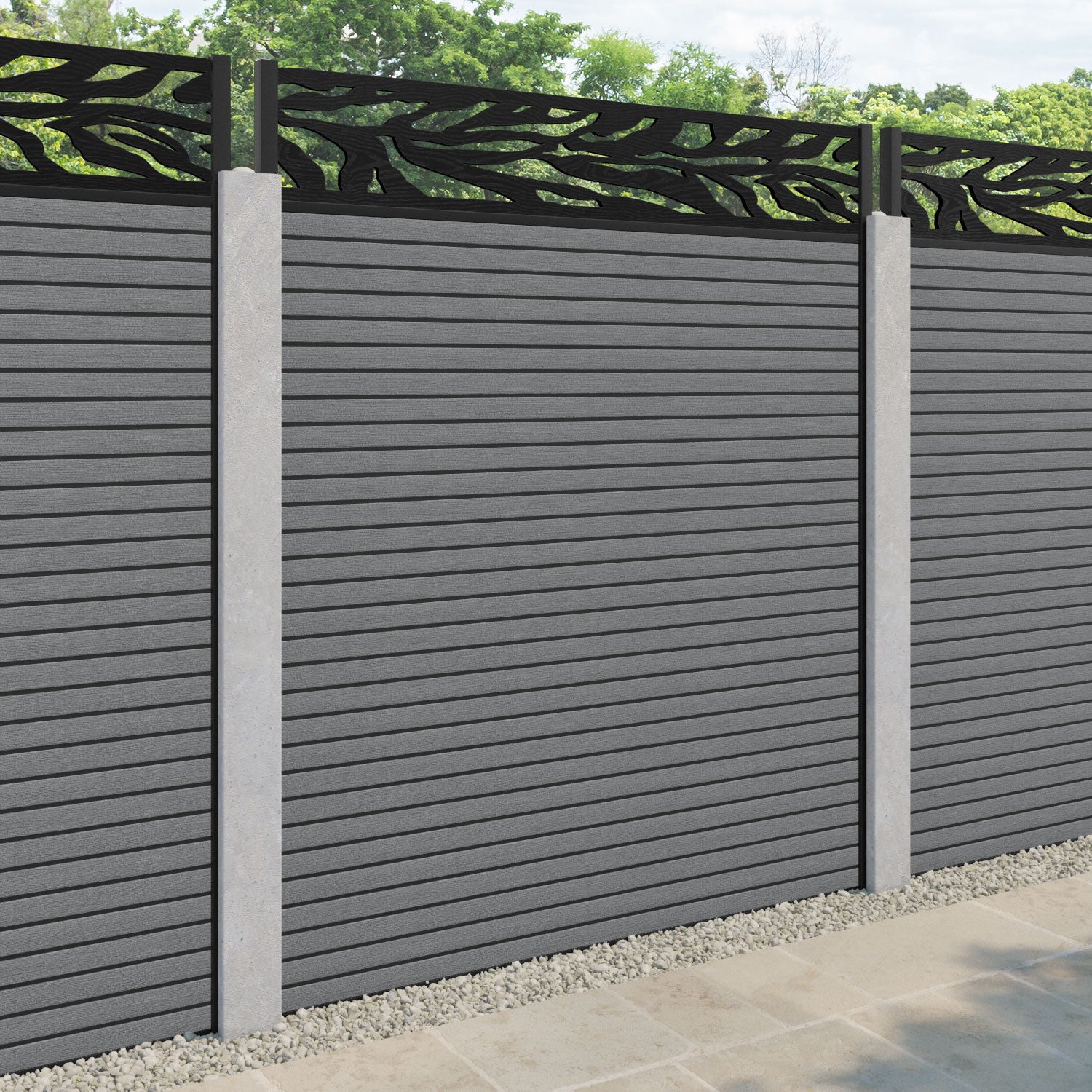 Hudson Malawi Fence Panel - Mid Grey - for existing concrete posts