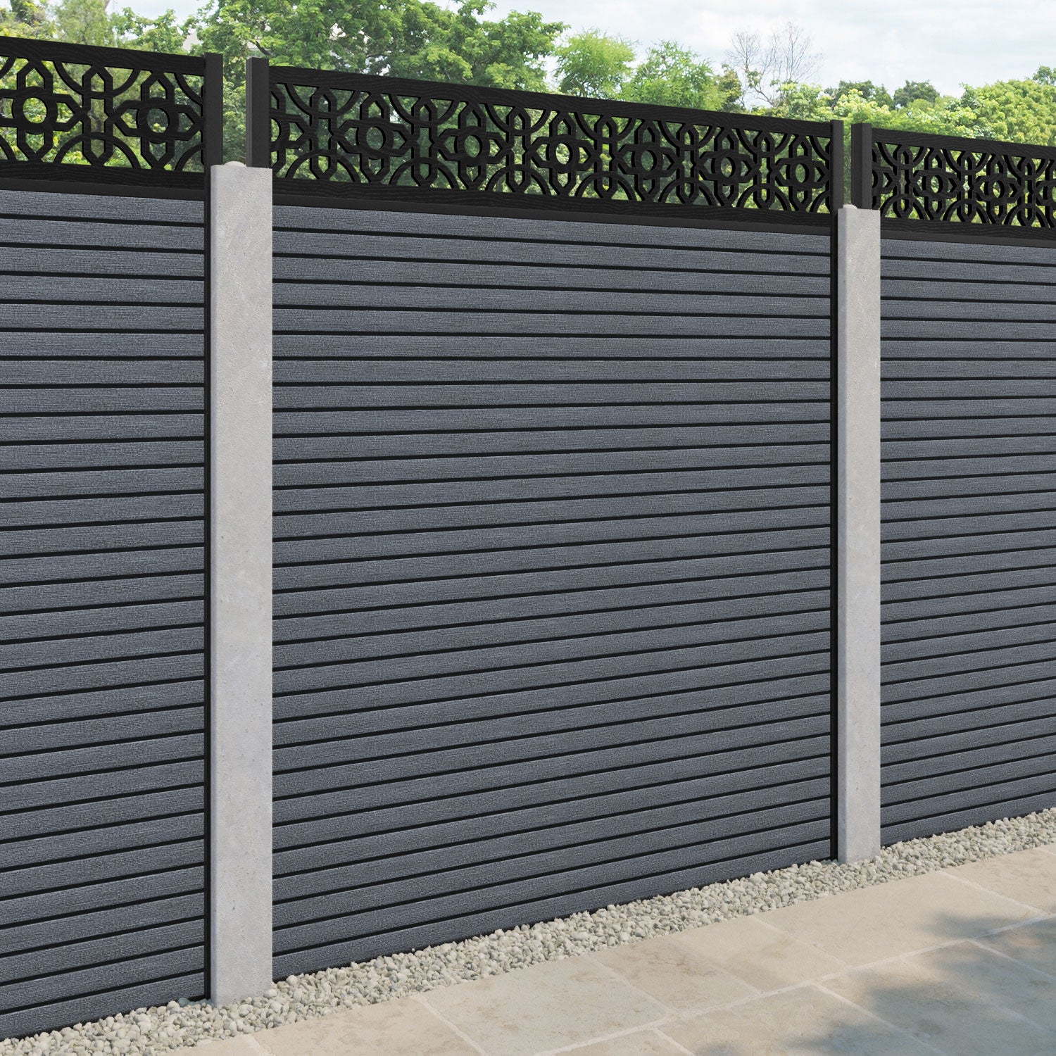 Hudson Nabila Fence Panel - Anthracite - for existing concrete posts