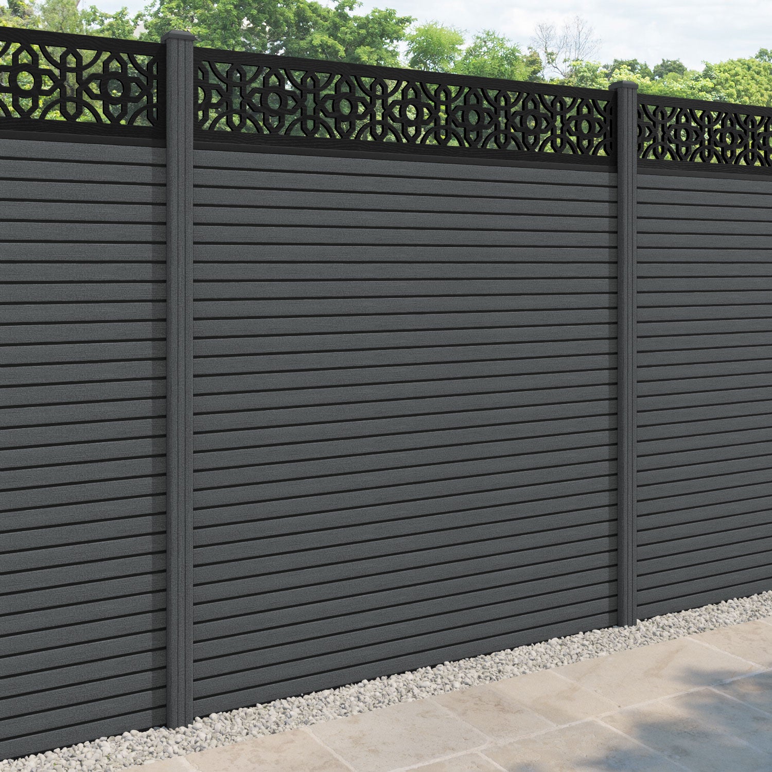 Hudson Nabila Fence Panel - Dark Grey - with our composite posts