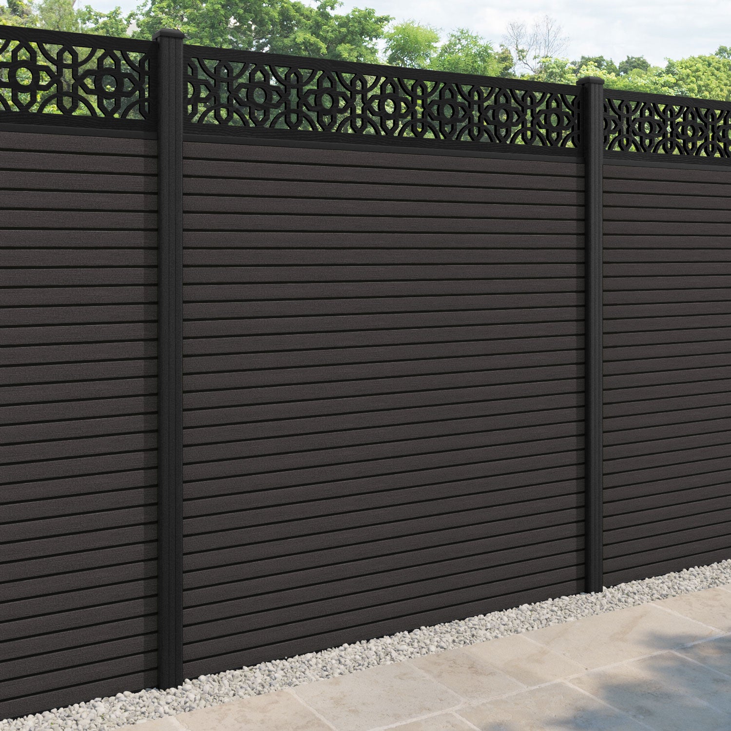 Hudson Nabila Fence Panel - Dark Oak - with our composite posts