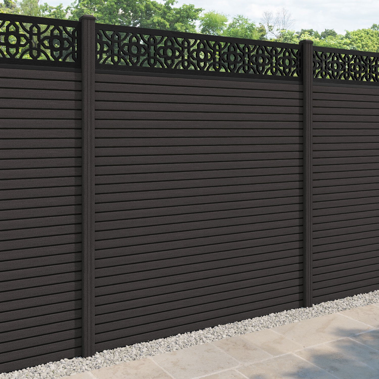Hudson Nabila Fence Panel - Dark Oak - with our composite posts