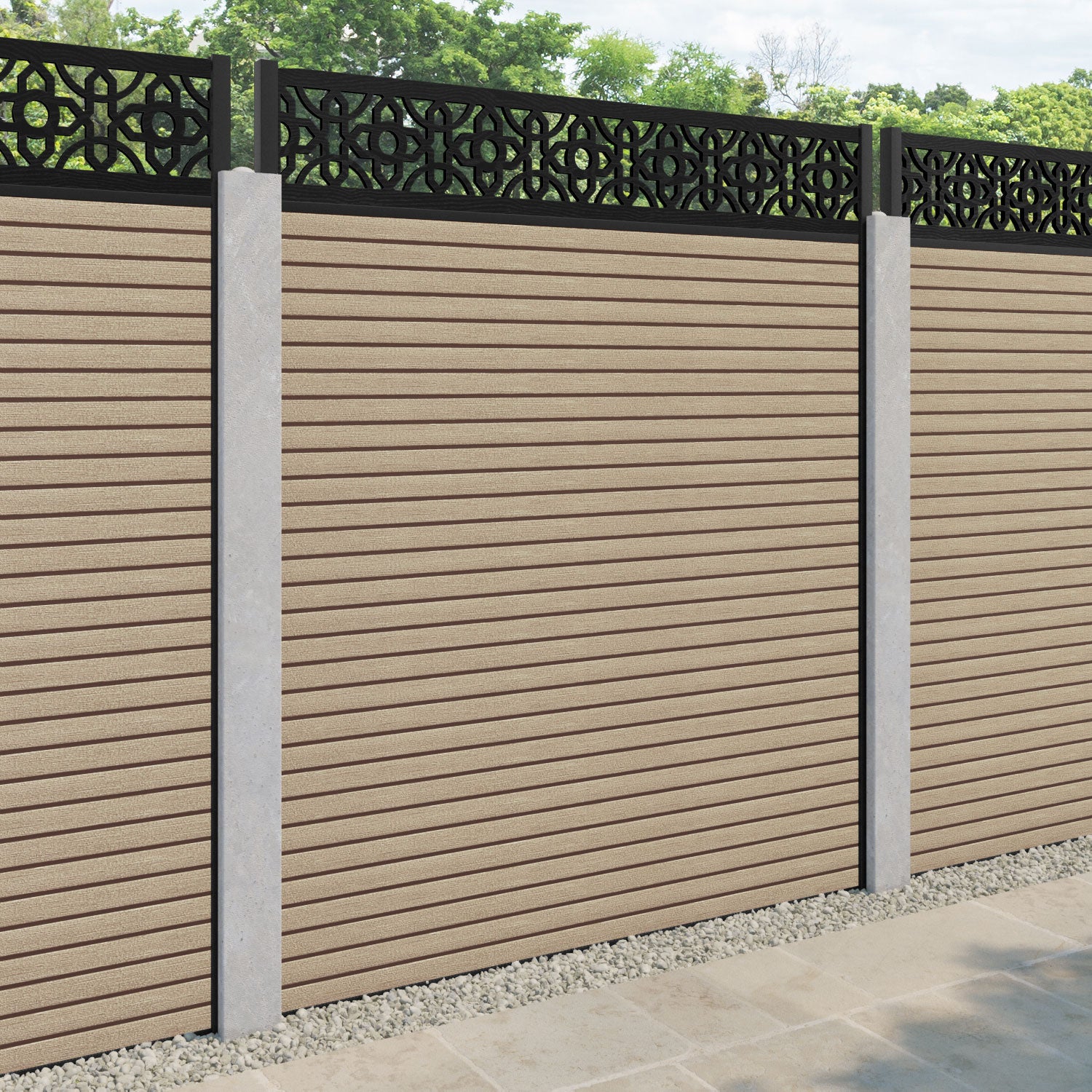 Hudson Nabila Fence Panel - Light Oak - for existing concrete posts