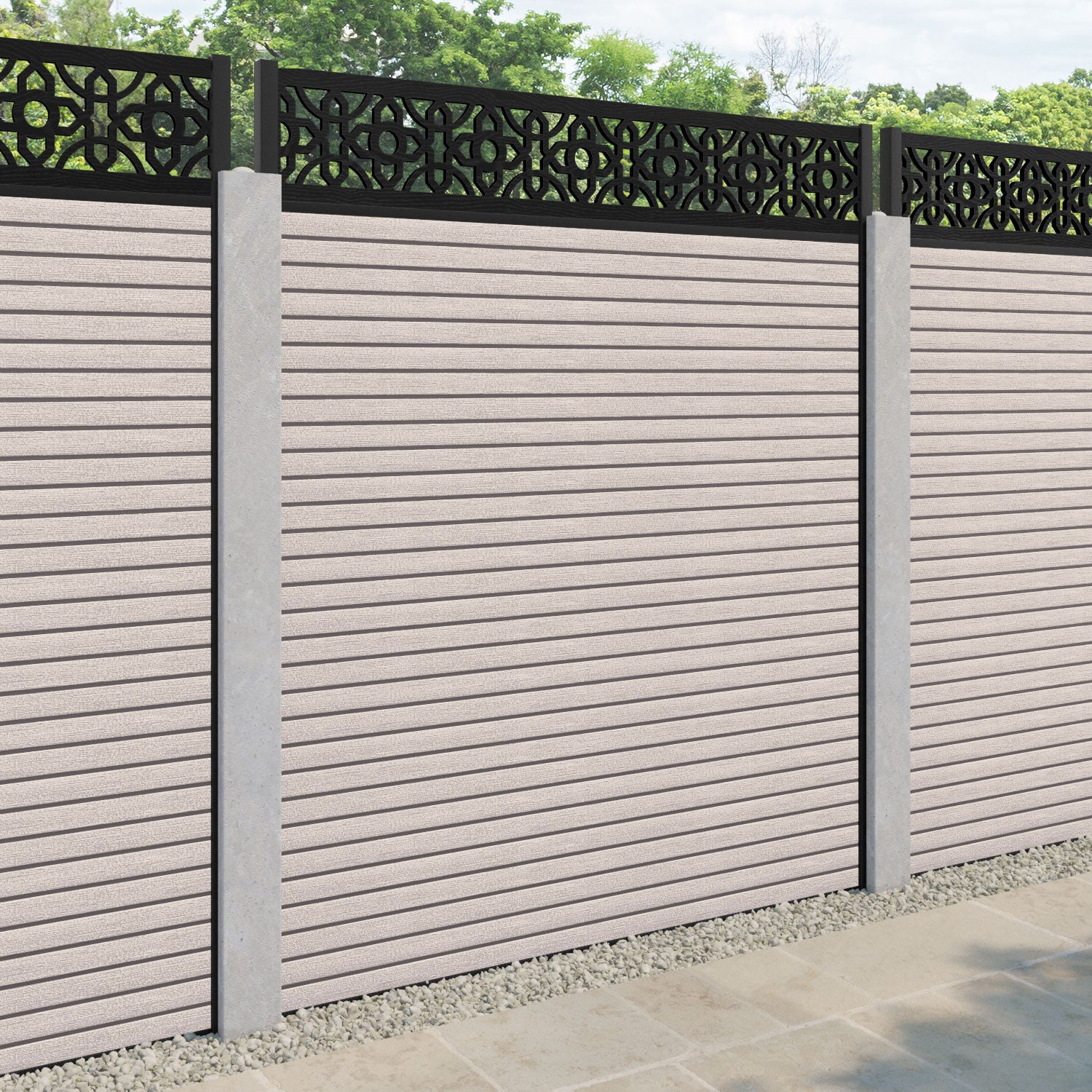 Hudson Nabila Fence Panel - Mid Stone - for existing concrete posts