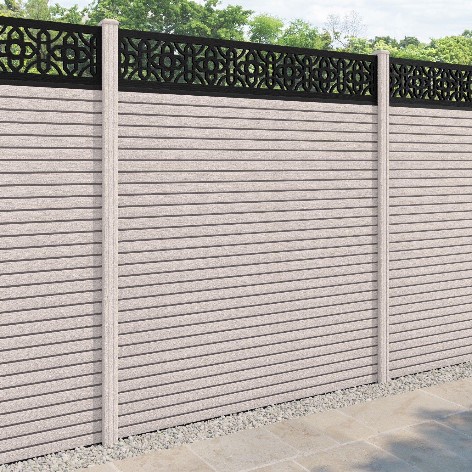 Hudson Nabila Fence Panel - Mid Stone - with our composite posts