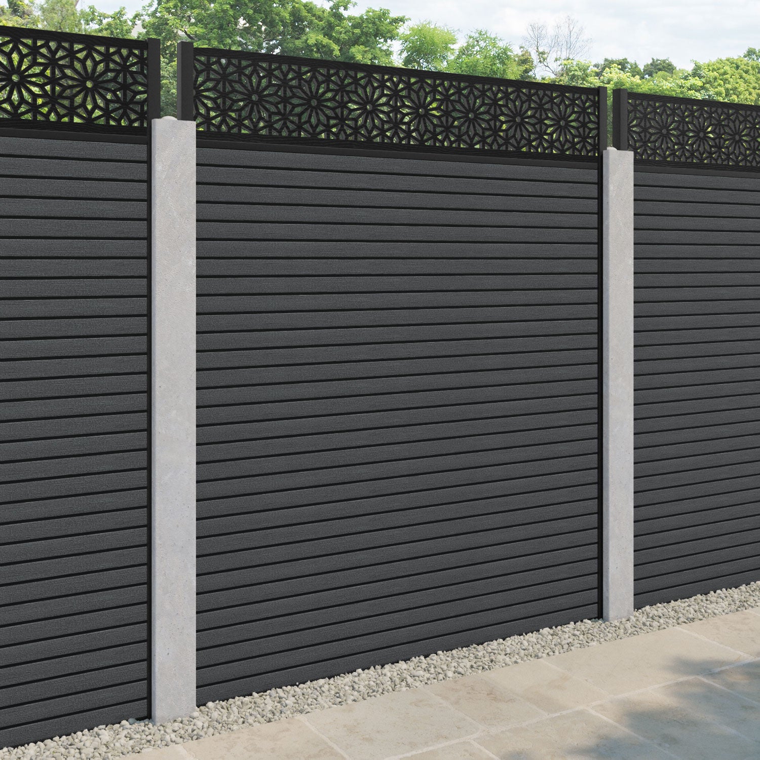 Hudson Narwa Fence Panel - Dark Grey - for existing concrete posts
