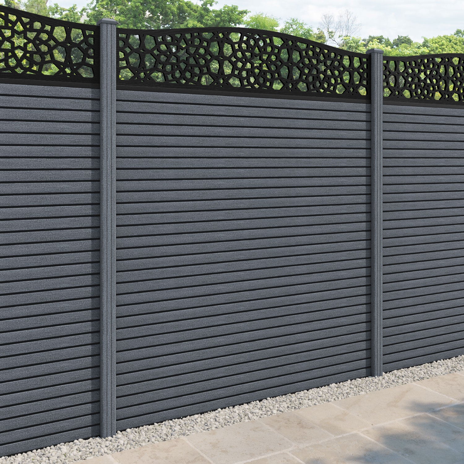Hudson Nazira Curved Top Fence Panel - Anthracite - with our composite posts