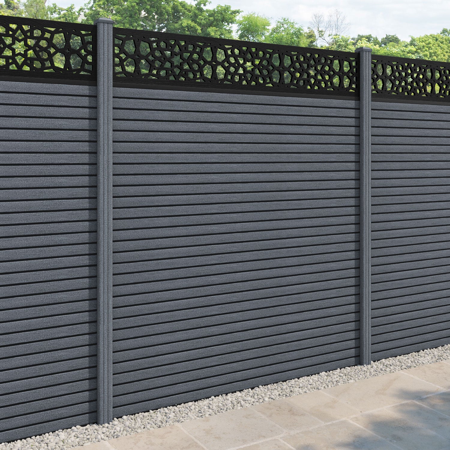Hudson Nazira Fence Panel - Anthracite - with our composite posts