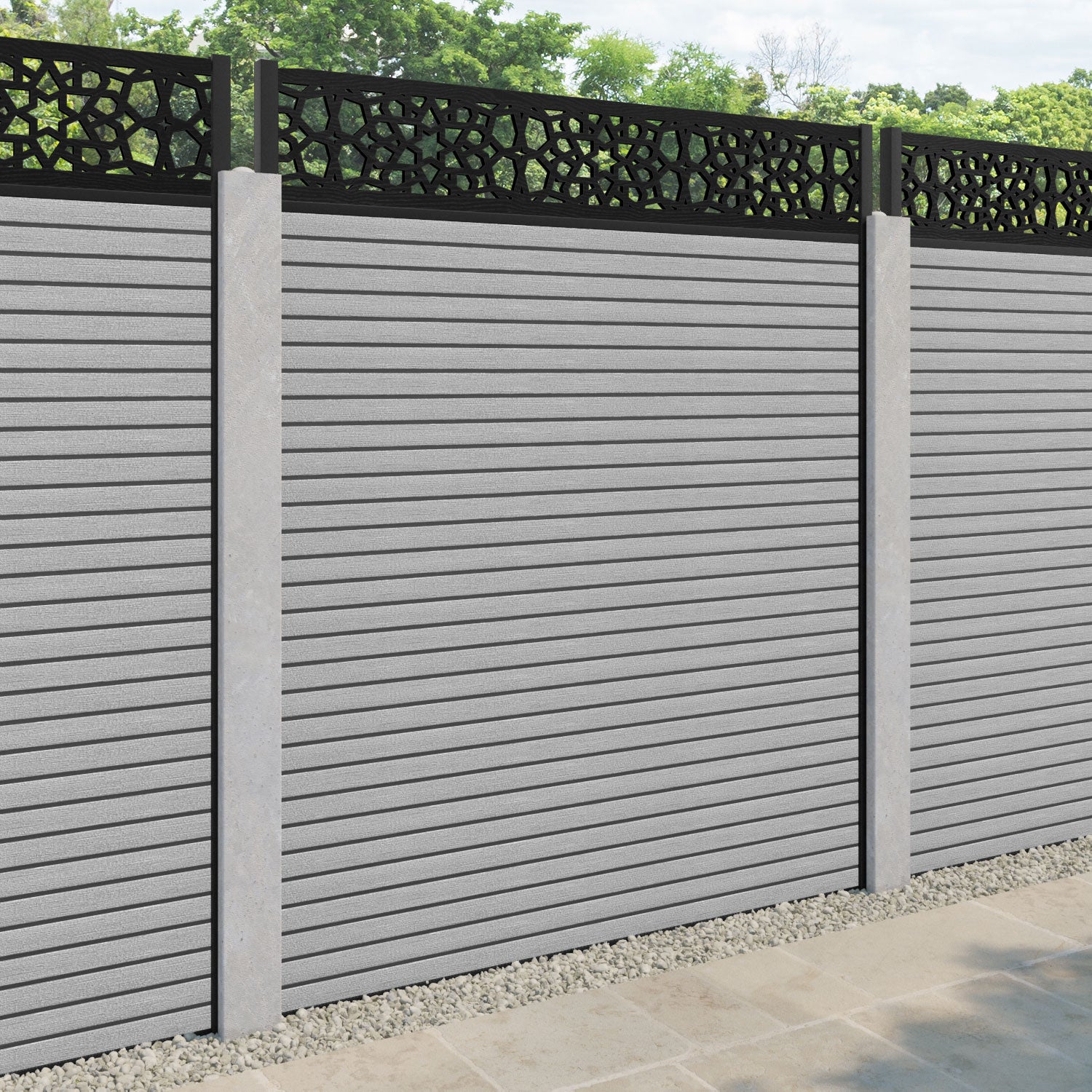 Hudson Nazira Fence Panel - Light Grey - for existing concrete posts